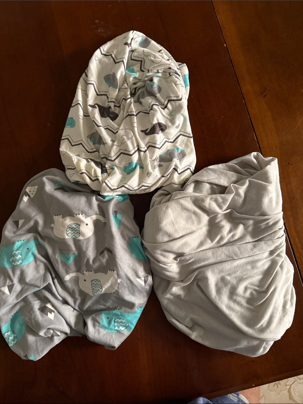 Set of 3 Baby Crib Sheets - Gray, Ivory & Teal Animal